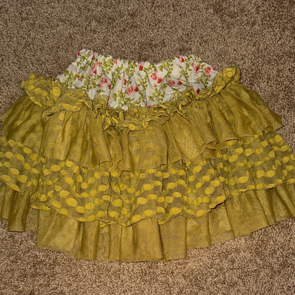 Matilda Jane Floral Ruffle Skirt in Olive Green